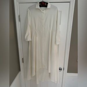 Gorgeous Vintage Silk Ivory Button Front Dress Size L